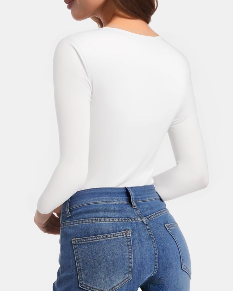 CLOZOZ Long Sleeve Shirts for Women Sexy V Neck Tops Fitted Tight T Shirts Basic Tee - Image 3